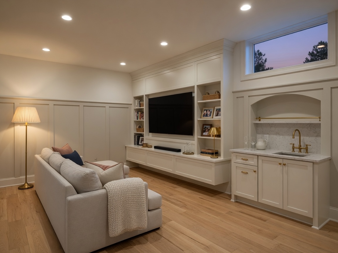 Finished basement with millwork